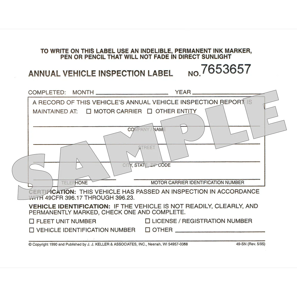 Annual Vehicle Inspection Form & Label Carbonless - Image 3