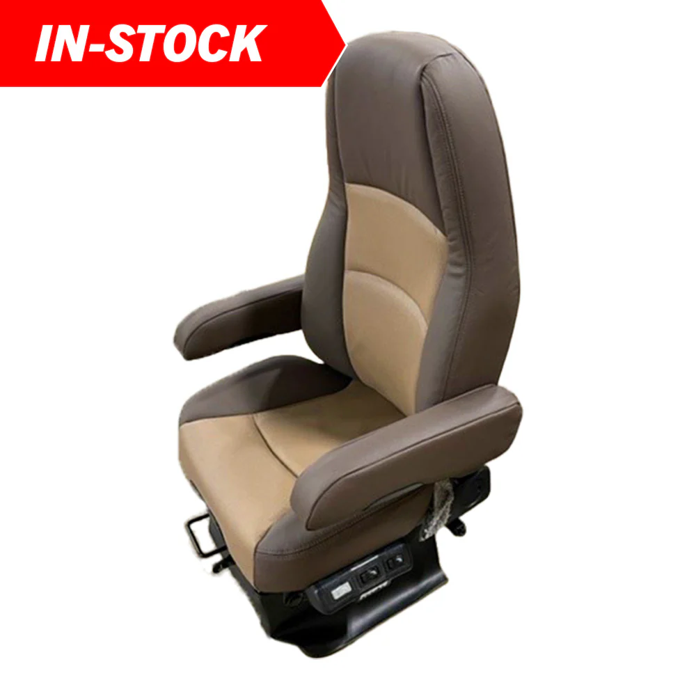 Atlas II PC Genuine Leather Truck Seat, Dark Brown & Beige