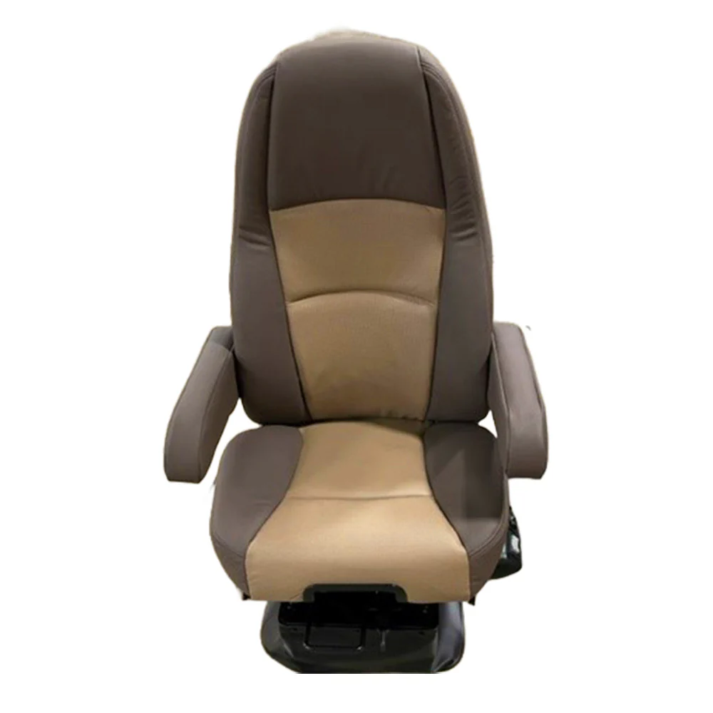 Atlas II PC Genuine Leather Truck Seat, Dark Brown & Beige - Image 3