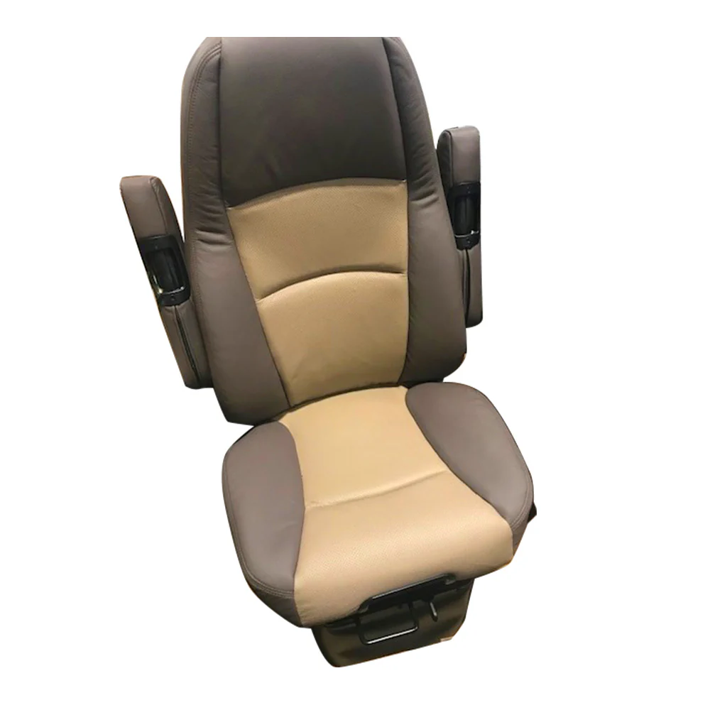 Atlas II PC Genuine Leather Truck Seat, Dark Brown & Beige - Image 4