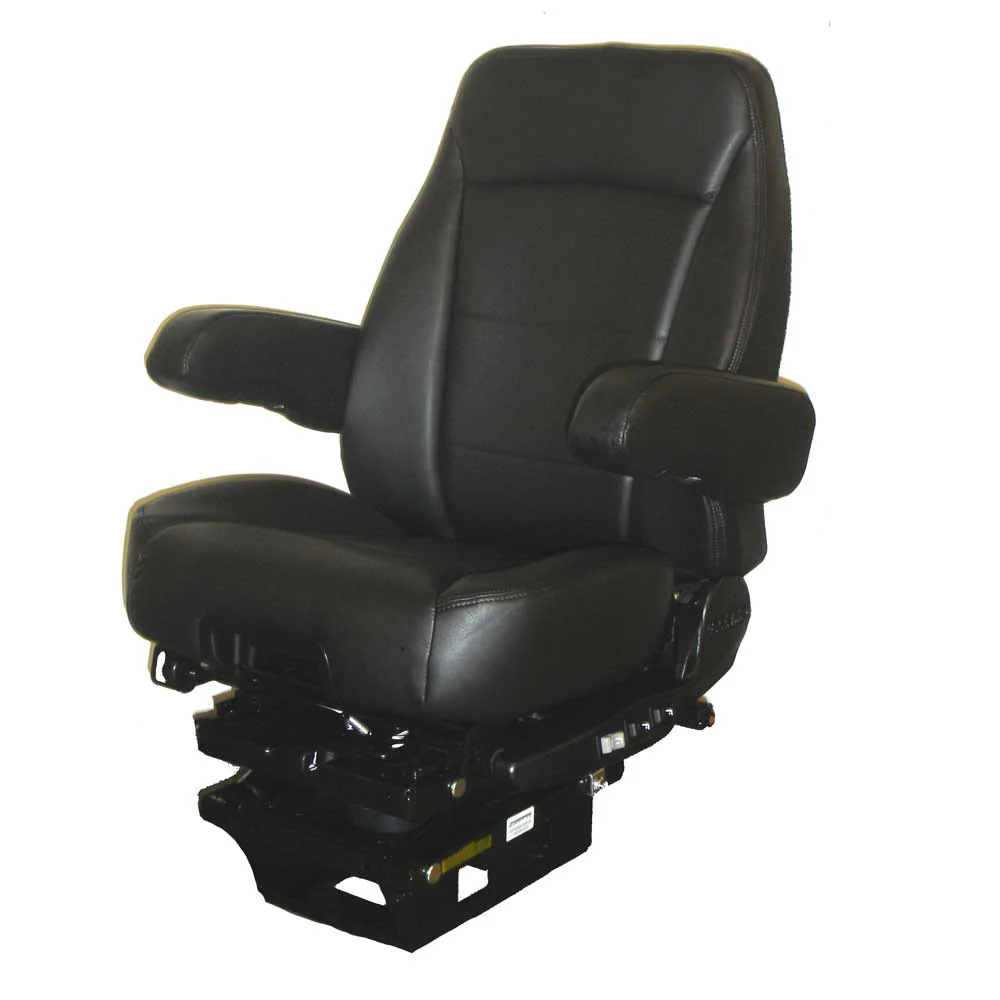 Atlas II PC Mid-High Midnight Black Leather Seat with Dual Arms
