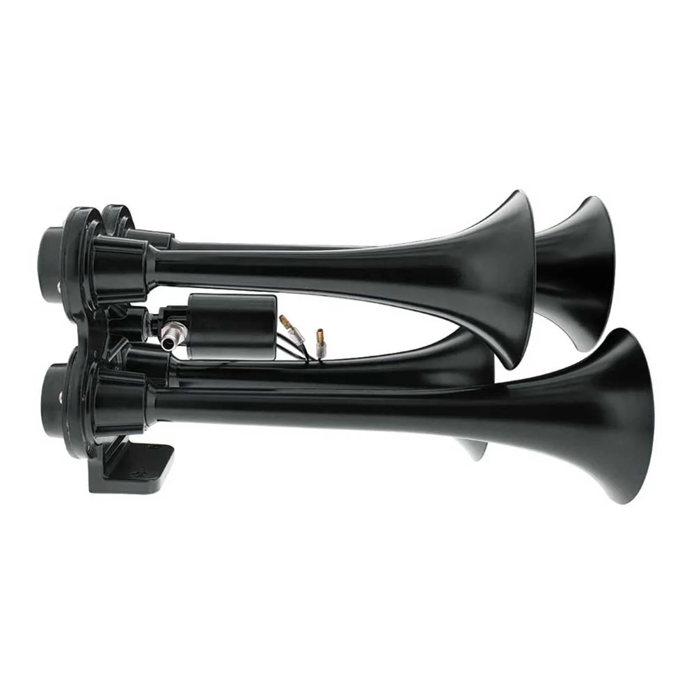 Black 4 Trumpet Mini Train Horn with Electric Air Solenoid - Image 6