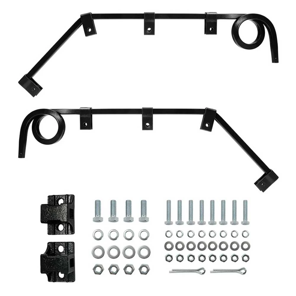 Black Angled Mud Flap Hangers with Single Coil and Mounting Hardware