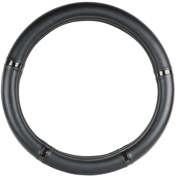 Black Carbon Fiber Steering Wheel Cover 18"
