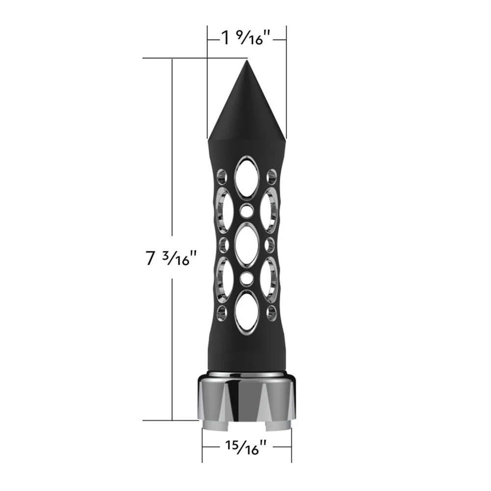 Black Daytona Spike Gearshift Knob with 9/10 Chrome Speed Adapter - Thread On - Image 5