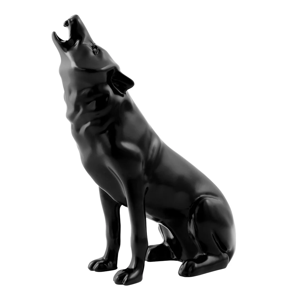 Black Howling Wolf Hood Ornament - Image 2