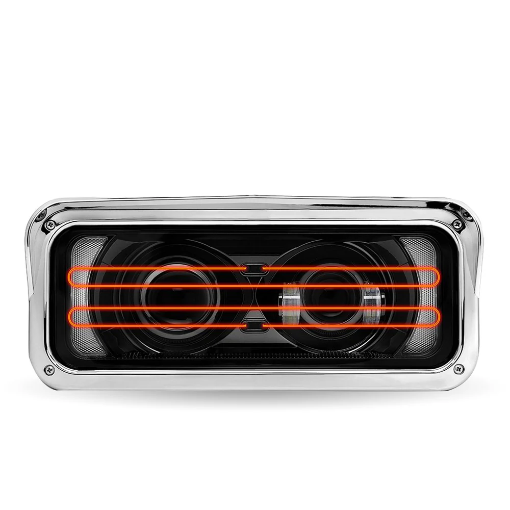 Black LED Projector Headlight Assembly with Heated Lens, Backlit Auxiliary & Housing Bucket - Image 2
