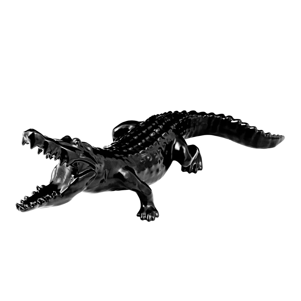 Black Powder Coated Wild Alligator Hood Ornament