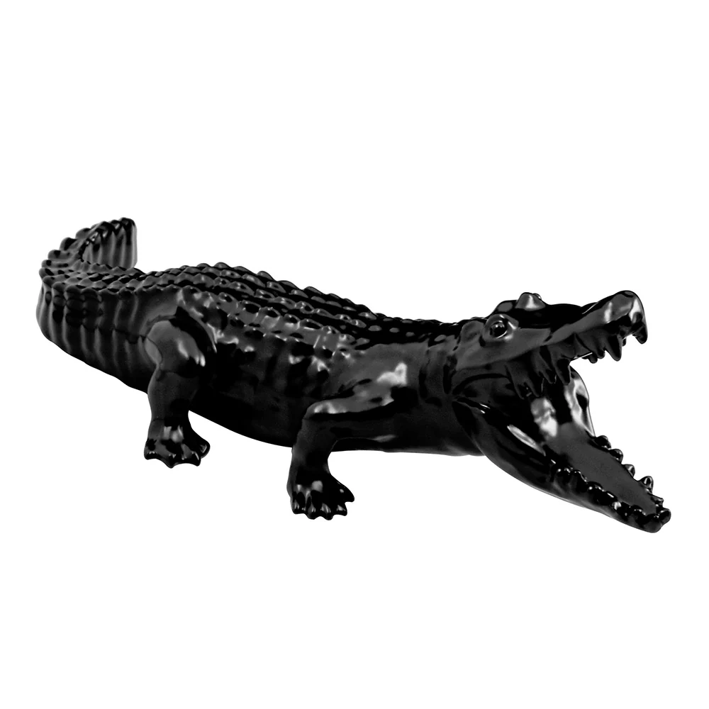Black Powder Coated Wild Alligator Hood Ornament - Image 2