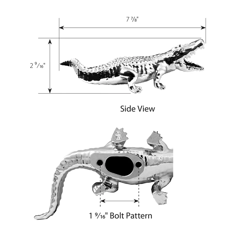 Black Powder Coated Wild Alligator Hood Ornament - Image 4