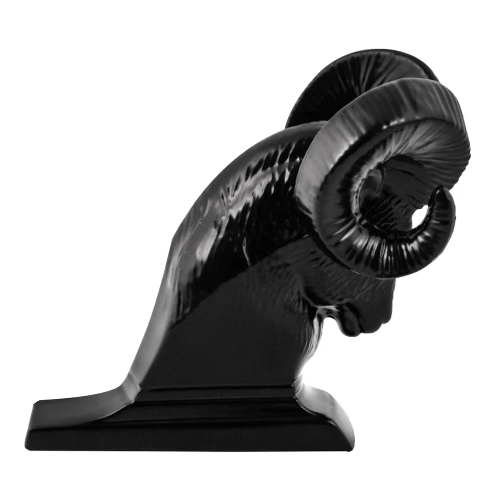 Black Ram's Head Hood Ornament with LED Eyes - Image 2