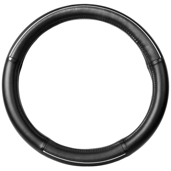 Black with Chrome Trim Steering Wheel Cover 18"