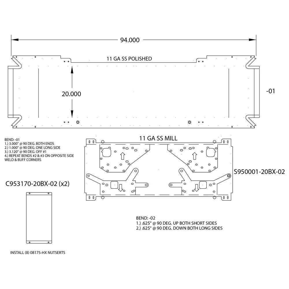 Blind Mount 20" Stainless Mitered End Bumper - Image 2