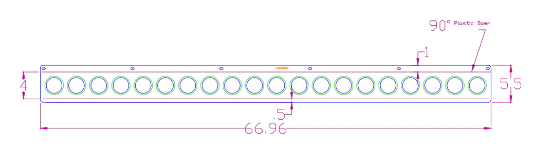 Bumper Light Bracket with Twenty 2" Round LED Light Cut Outs