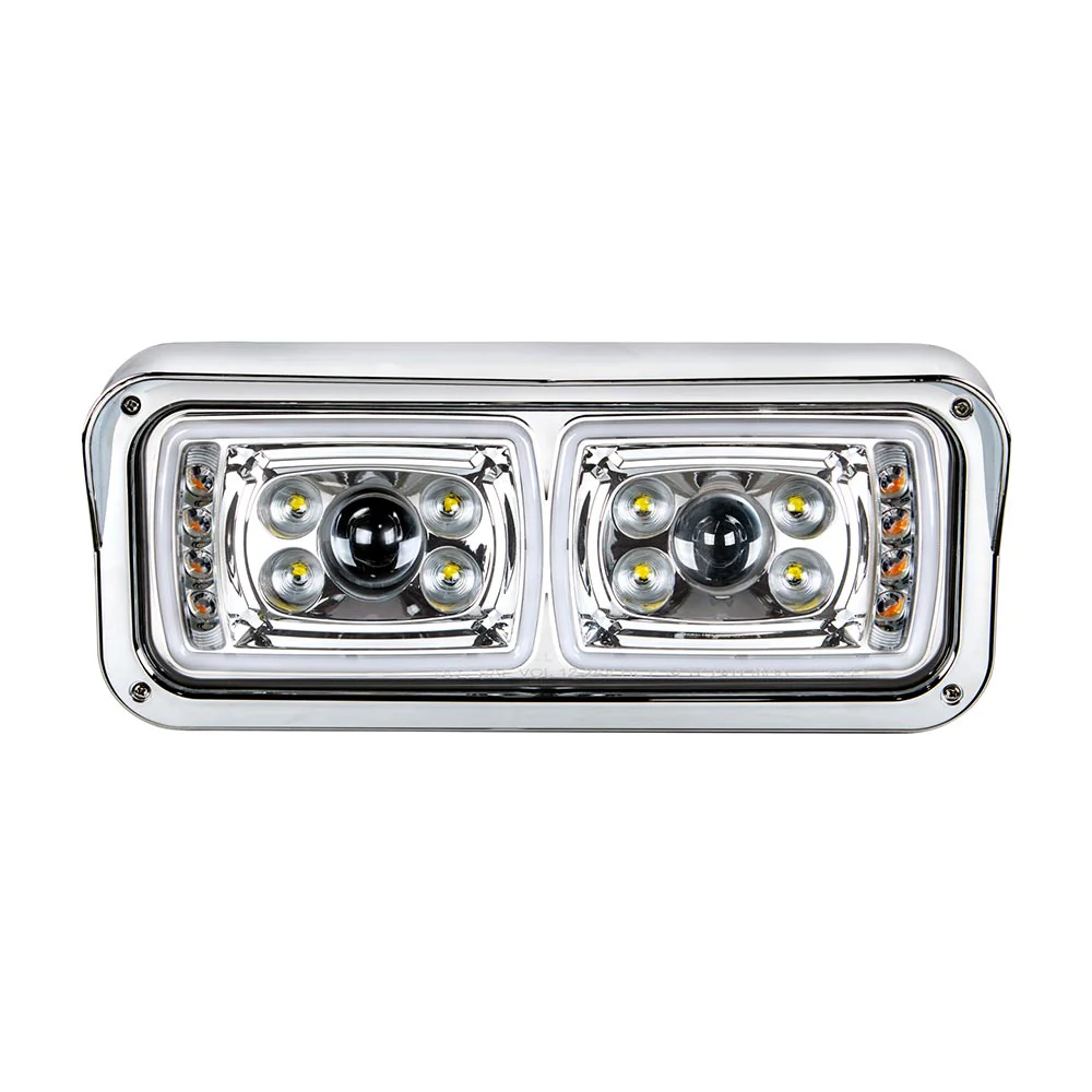 Chrome 10 LED Projection Headlight with Turn Signal and Position Bar - Image 2