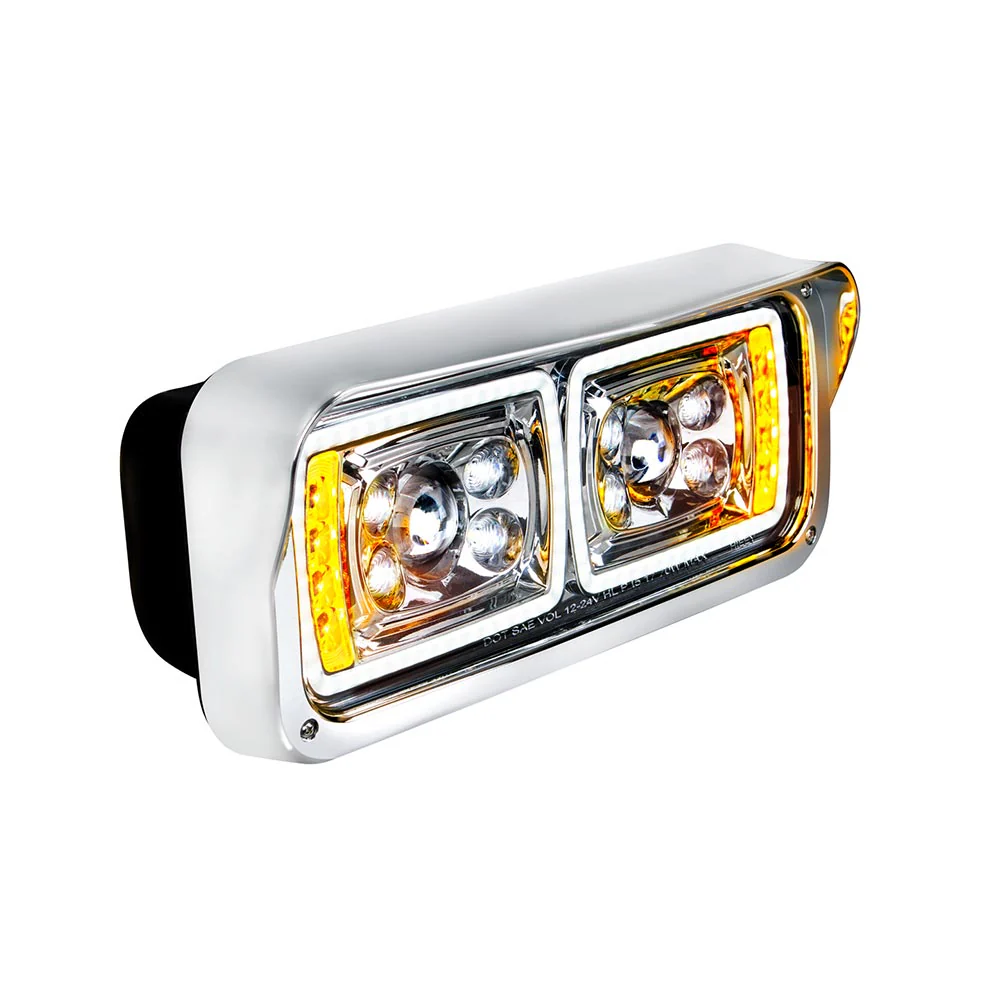 Chrome 10 LED Projection Headlight with Turn Signal and Position Bar - Image 3