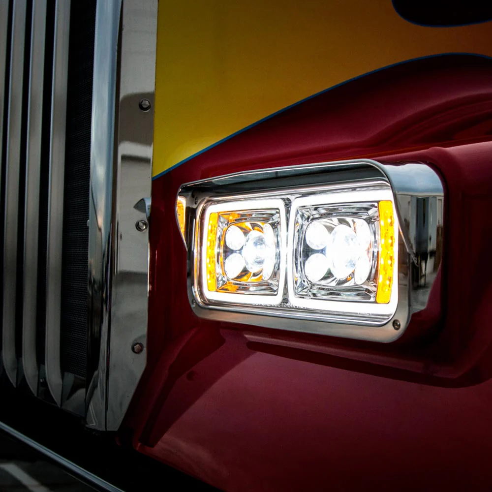 Chrome 10 LED Projection Headlight with Turn Signal and Position Bar - Image 5