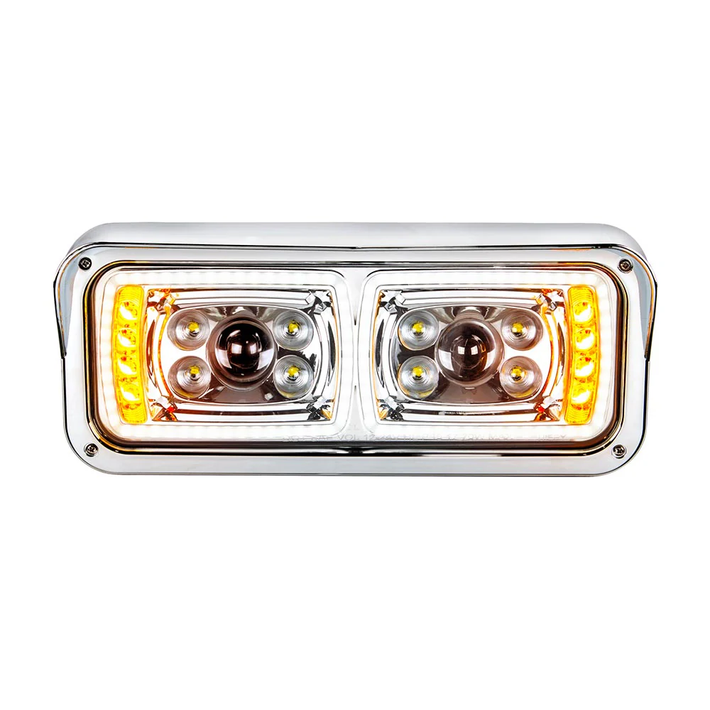 Chrome 10 LED Projection Headlight with Turn Signal and Position Bar - Image 7