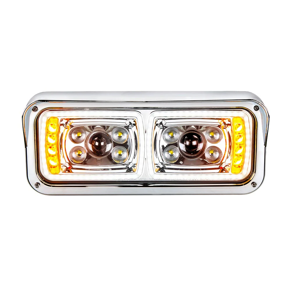 Chrome 10 LED Projection Headlight with Turn Signal and Position Bar - Image 8