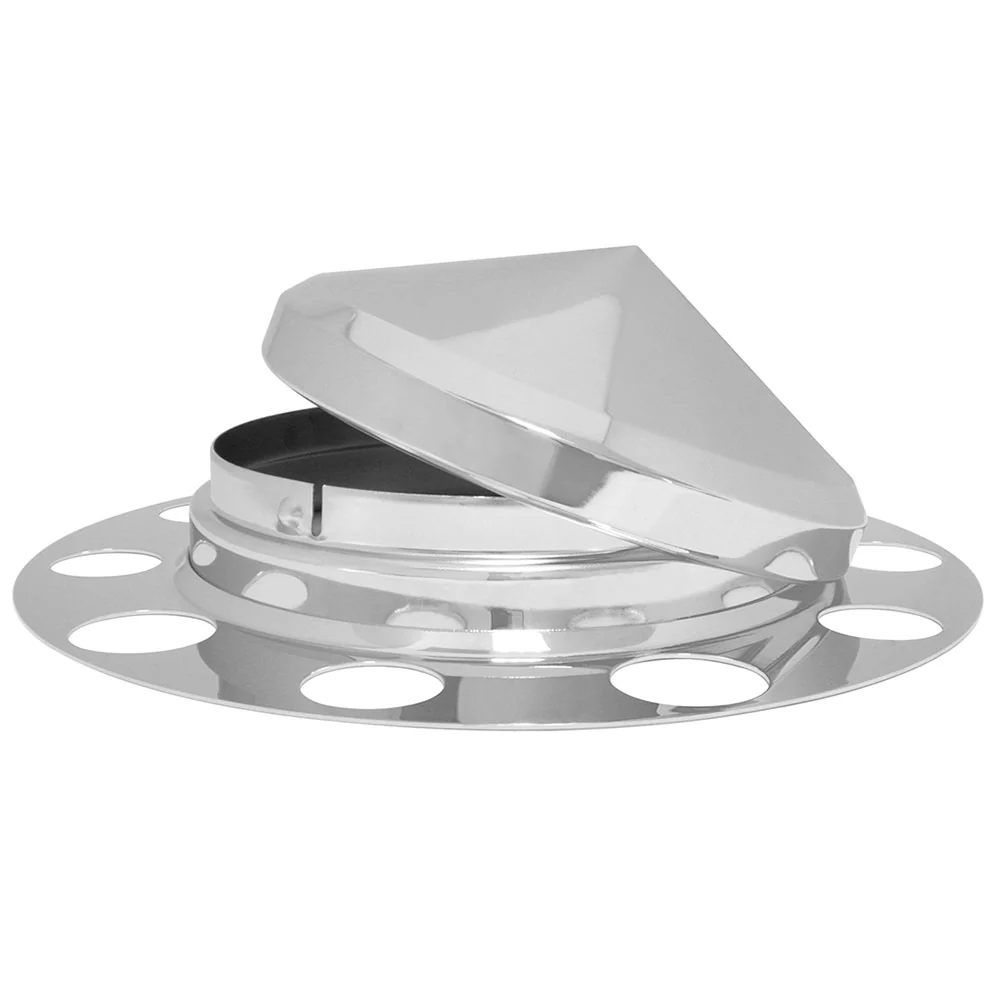 Chrome 3 Piece Front Axle Cover with Cone Hub Cap for Stud-Pilot Steel Wheel