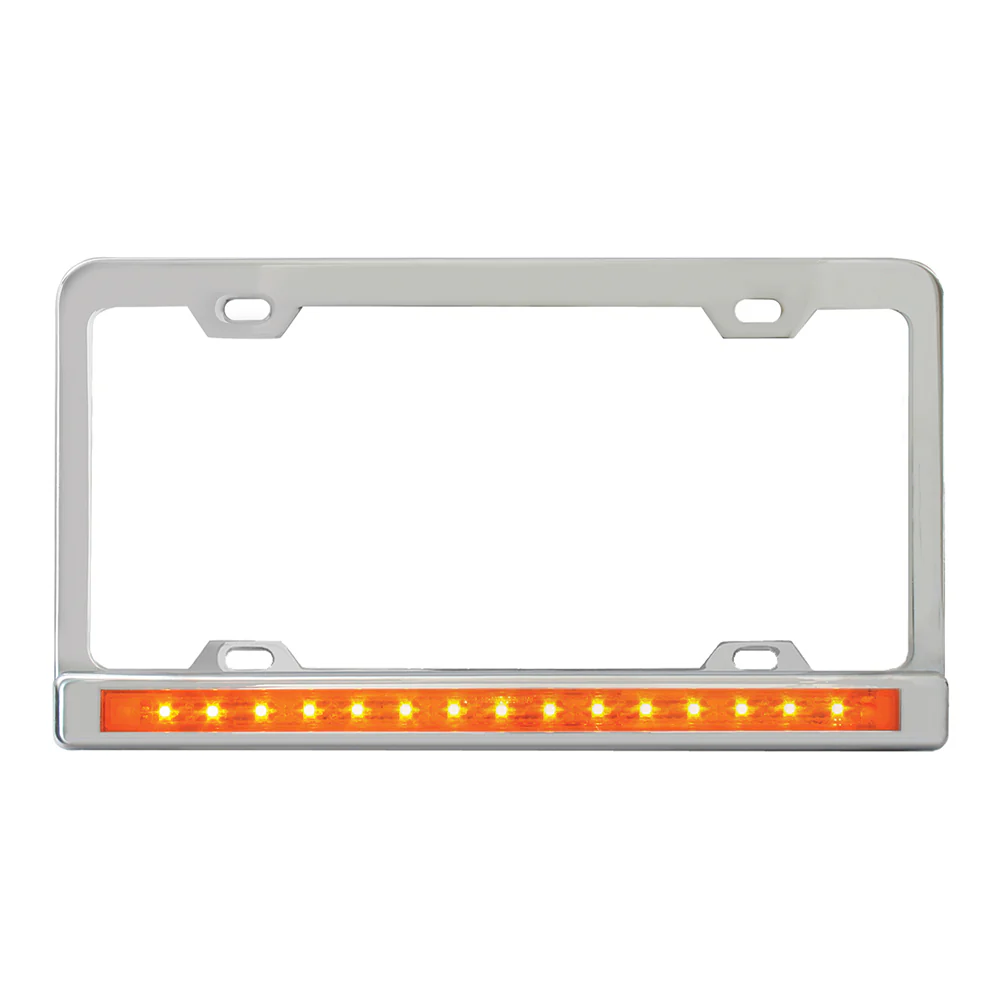 Chrome 4-Hole License Plate Frame with 12" Light Bar