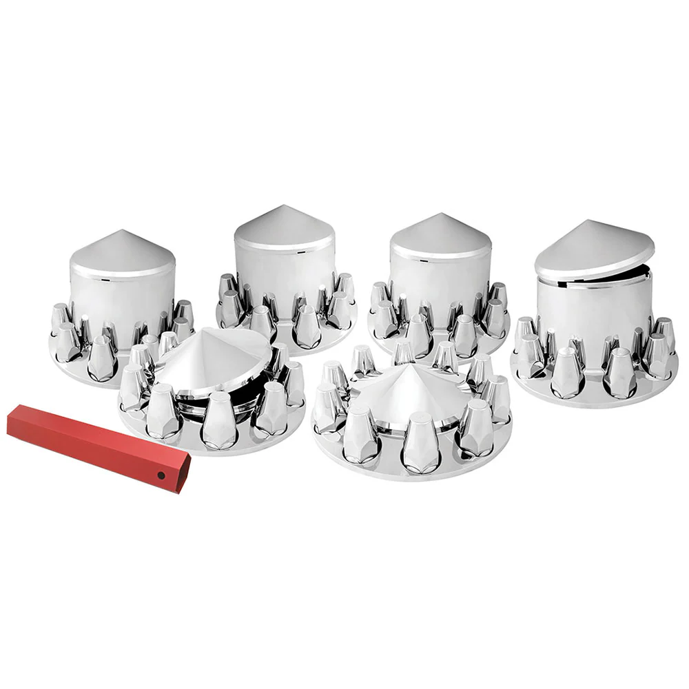 Chrome ABS Complete Front & Rear Axle Cover Kit with 33mm or 1-1/2" Nut Covers - Image 7