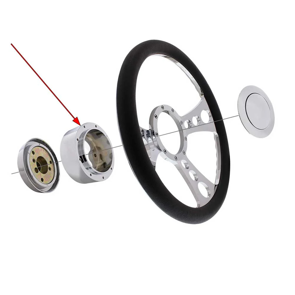 Chrome Aluminum 3-Bolt Hub Adapter for 9-Screw Steering Wheels - Image 2