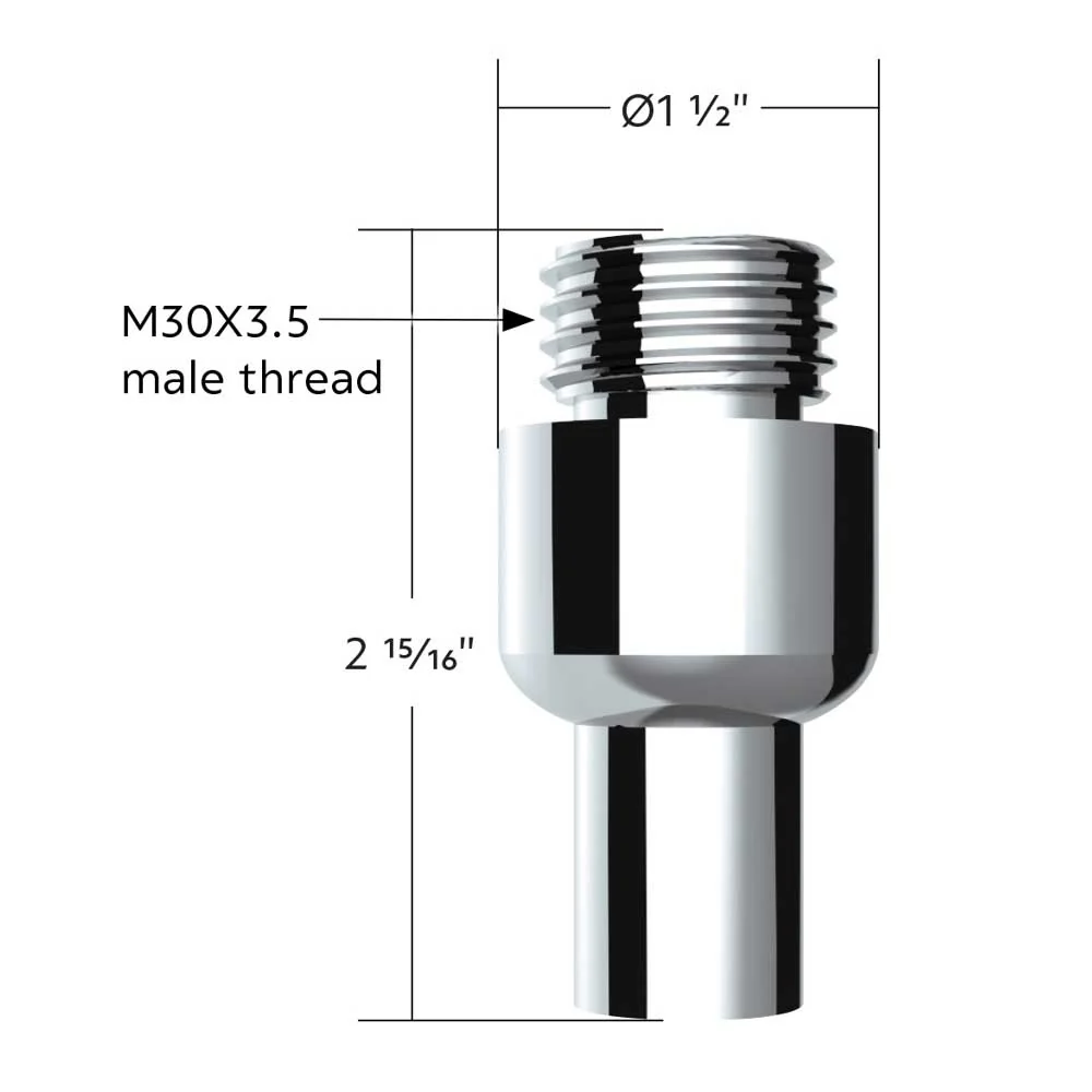 Chrome Aluminum Air Valve Adapter with M30x3.5 Threads - Image 2