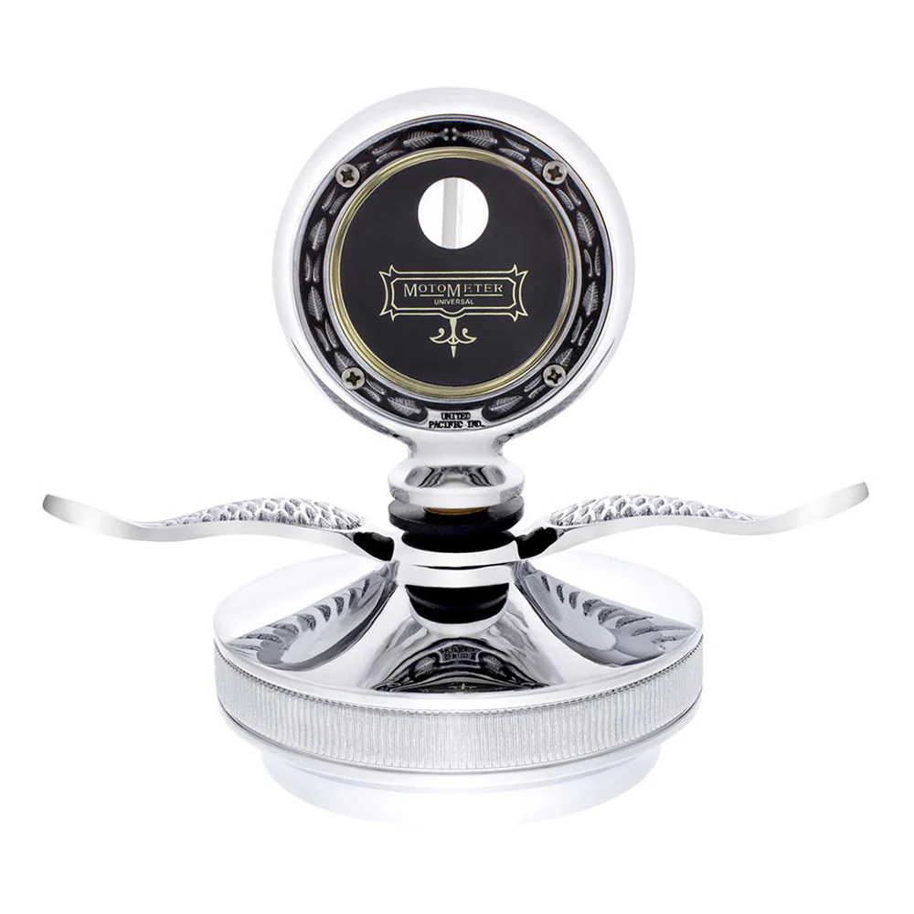 Chrome Aluminum Boyce Motometer with Base and Chrome Wings Hood Ornament - Image 2