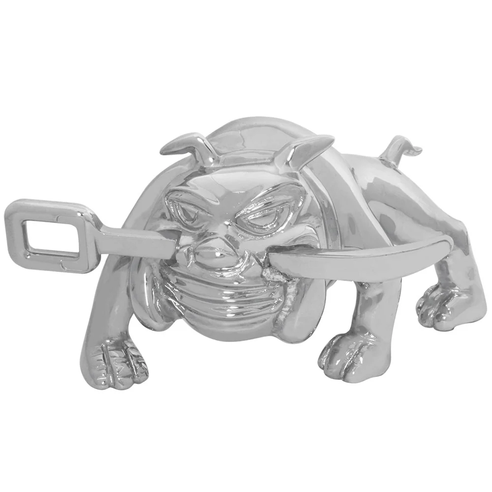 Chrome Bulldog with Winch Bar Hood Ornament - Image 2