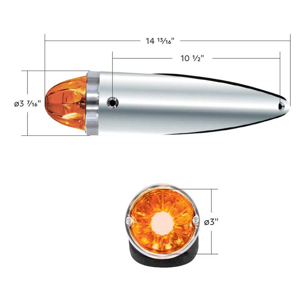 Chrome Die Cast Torpedo Cab Light with Watermelon Glass Lens & 1156 Bulb - Image 8
