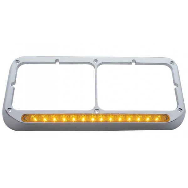 Chrome Dual Headlight Bezel Amber/Amber 14 LED