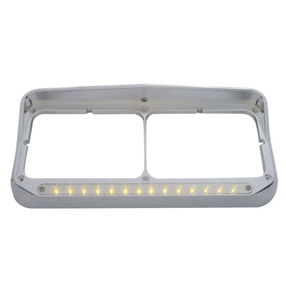 Chrome Dual Headlight Bezel w/Visor Mirror 14 LED