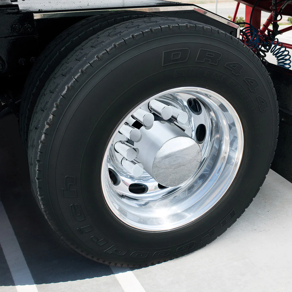 Chrome Extra Tall Flat Top Rear Axle Cover Kit - Image 3
