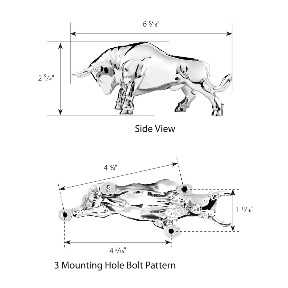 Chrome Fighting Bull Hood Ornament - Image 3