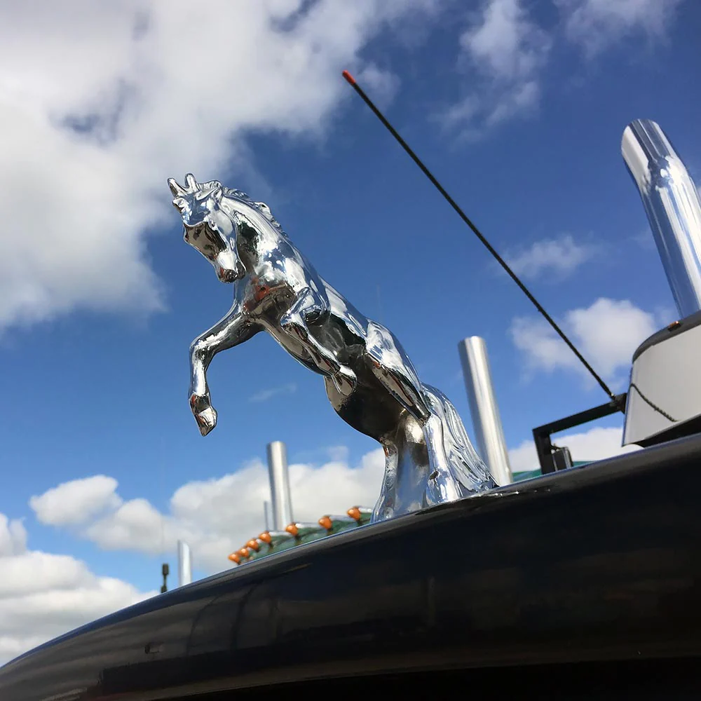 Chrome Fighting Stallion Hood Ornament - Image 2