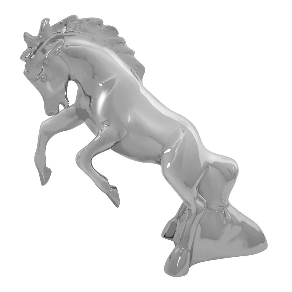 Chrome Fighting Stallion Hood Ornament - Image 3
