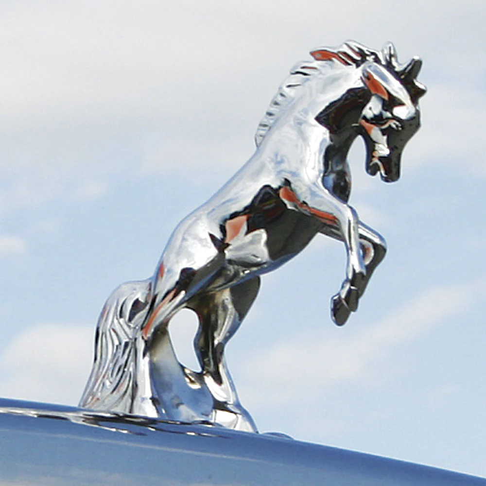 Chrome Fighting Stallion Hood Ornament - Image 4