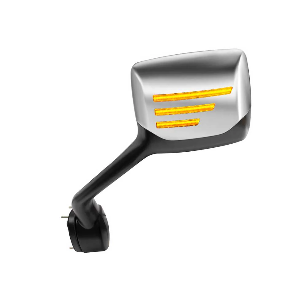 Chrome Hood Mirror Assembly with Sequential LED Turn Signal for Kenworth T680, T880, Peterbilt 579
