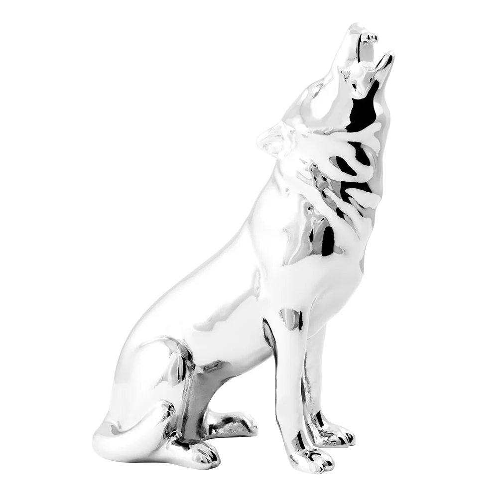 Chrome Howling Wolf Hood Ornament - Image 2