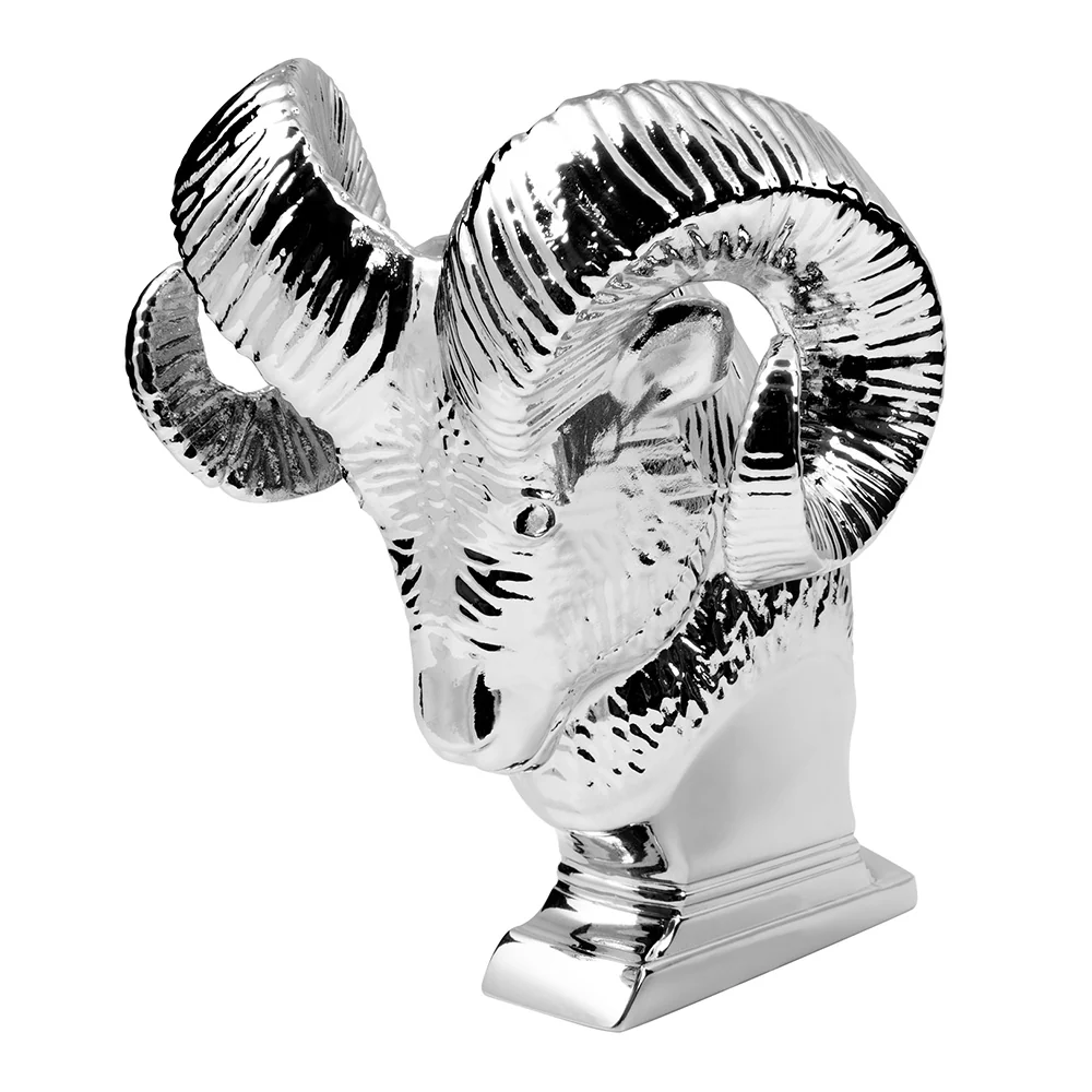 Chrome Large Ram Head Hood Ornament