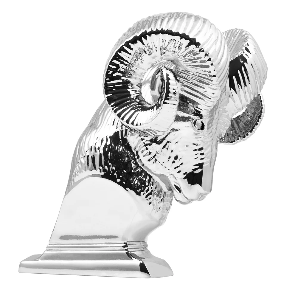 Chrome Large Ram Head Hood Ornament - Image 2