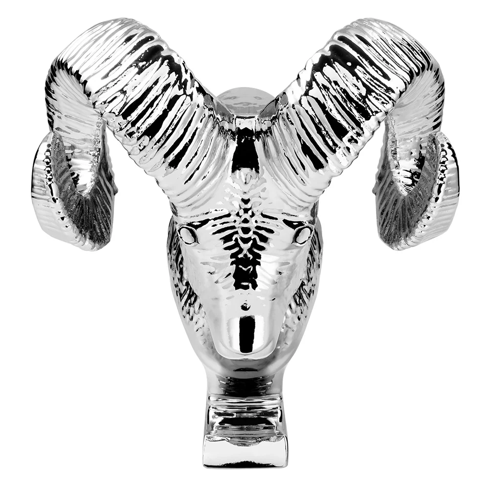 Chrome Large Ram Head Hood Ornament - Image 3
