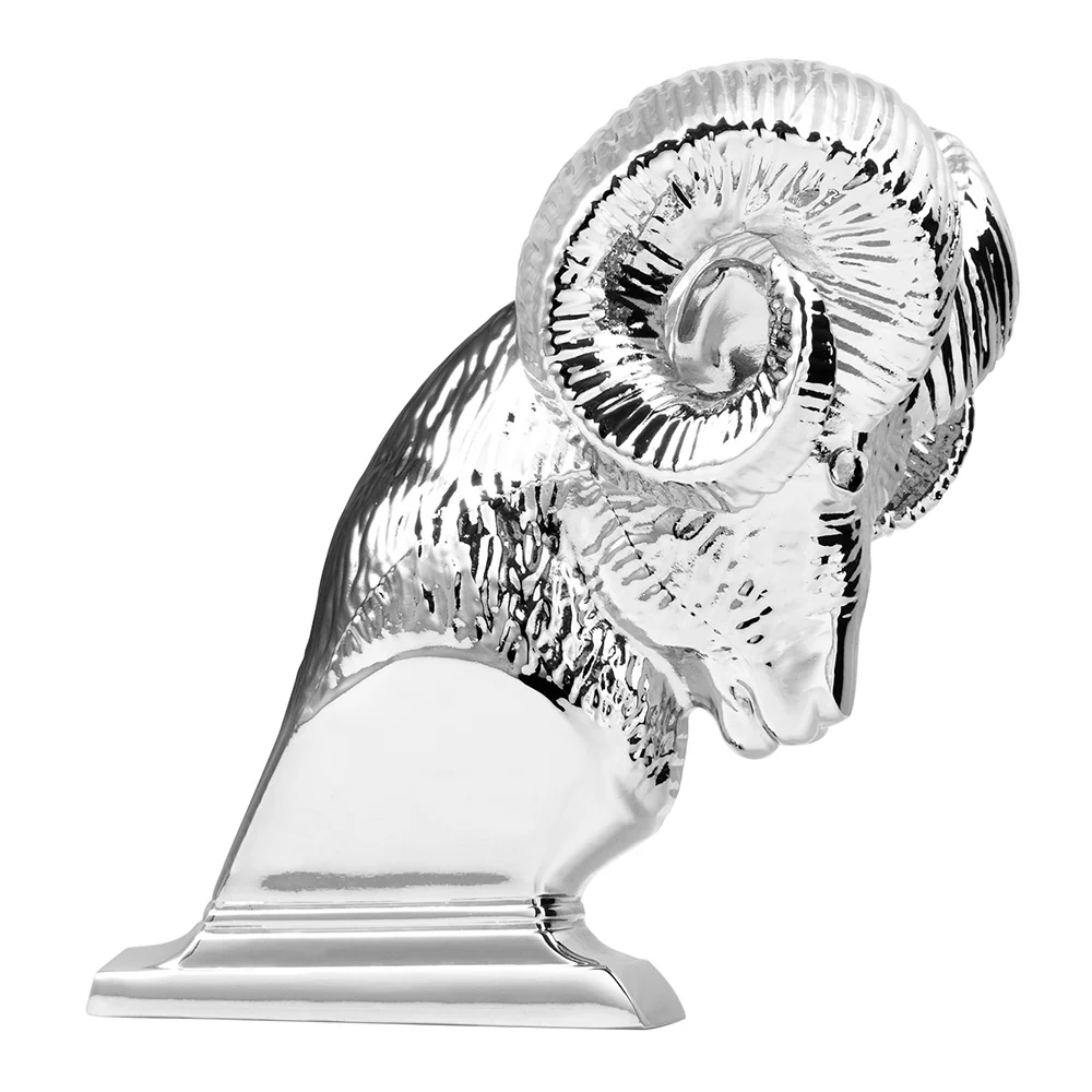 Chrome Large Ram Head Hood Ornament - Image 5