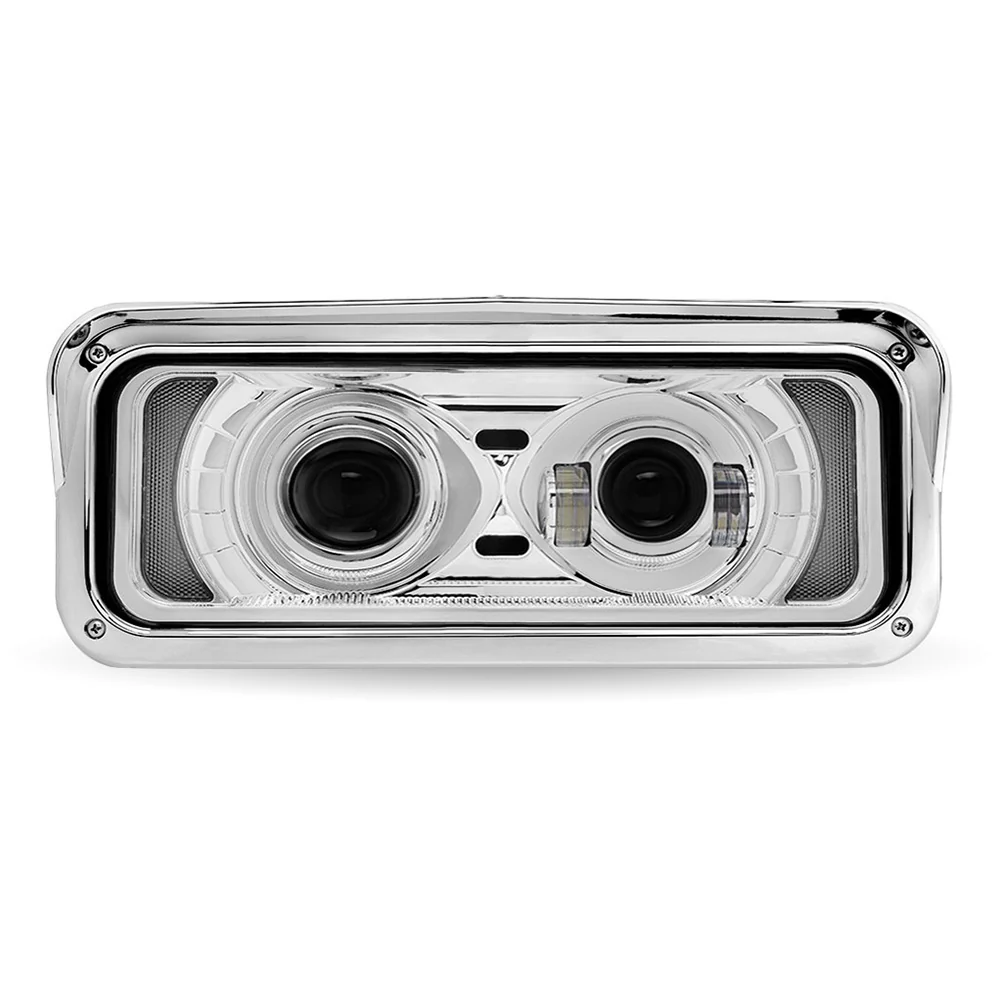 Chrome LED Projector Headlight Assembly with Backlit Auxiliary & Housing Bucket - Image 3