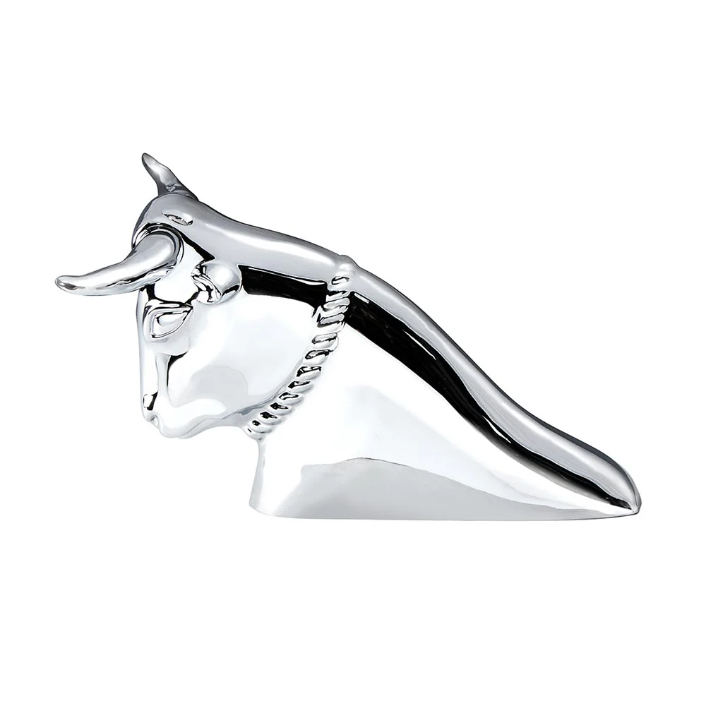 Chrome Long Horn Bull Hood Ornament - Image 3