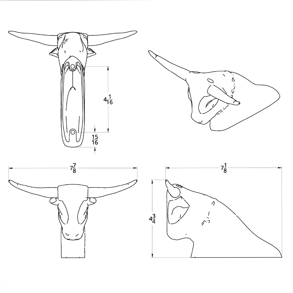 Chrome Long Horn Bull Hood Ornament - Image 5