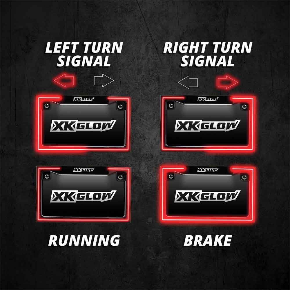 Chrome Motorcycle LED License Plate Frame with Running Turn and Brake - Image 2