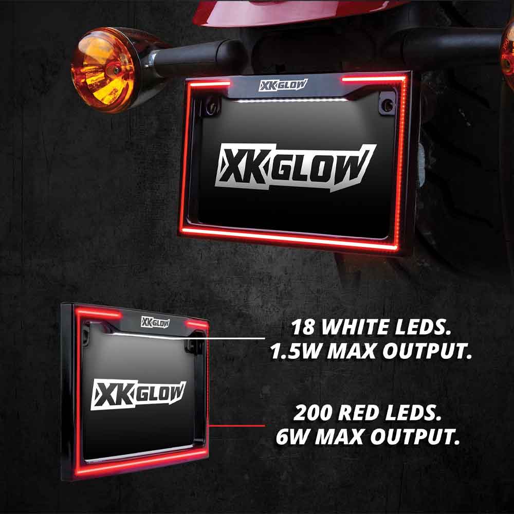 Chrome Motorcycle LED License Plate Frame with Running Turn and Brake - Image 3