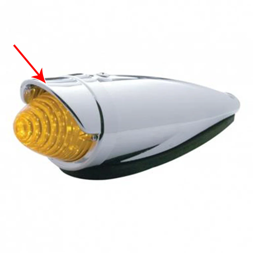 Chrome Plastic Bezel with Visor for Truck-Lite Style Cab Light - Image 4
